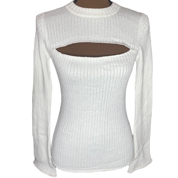 L'AGENCE Sweaters - L’Agence Pasha Cut Out Ribbed Sweater in white size XS